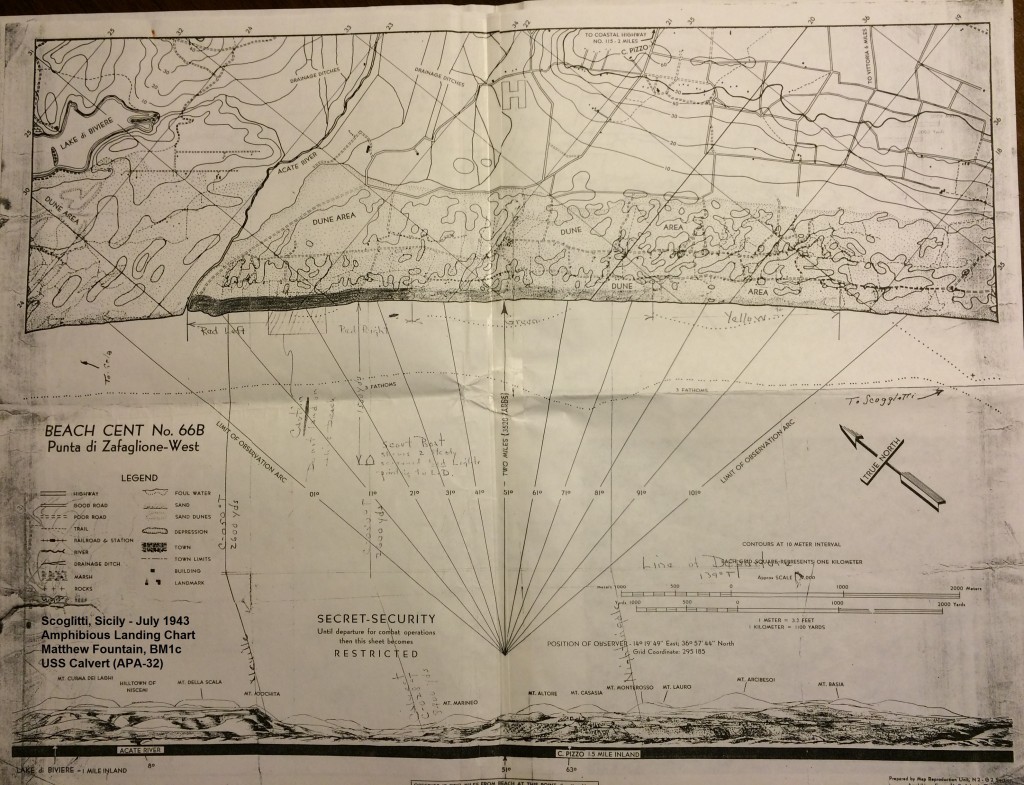 1943 - Scoglitti Landing Chart - Matt Fountain - annotated