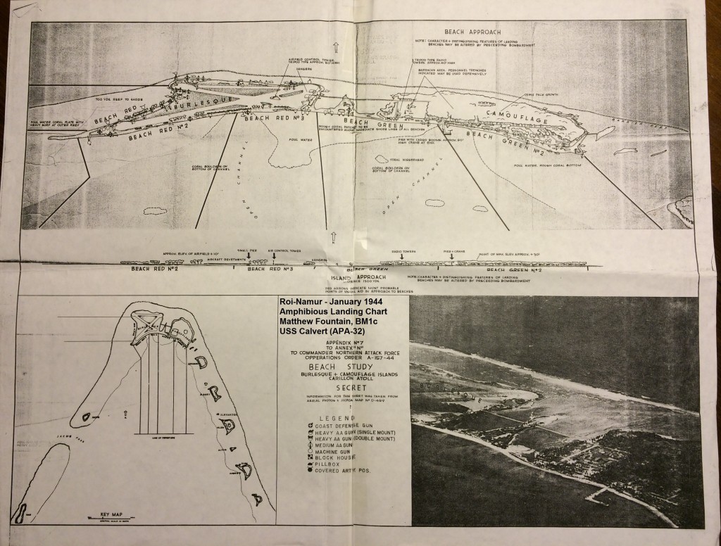 1944 - Roi-Namur Landing Chart - Matt Fountain - annotated