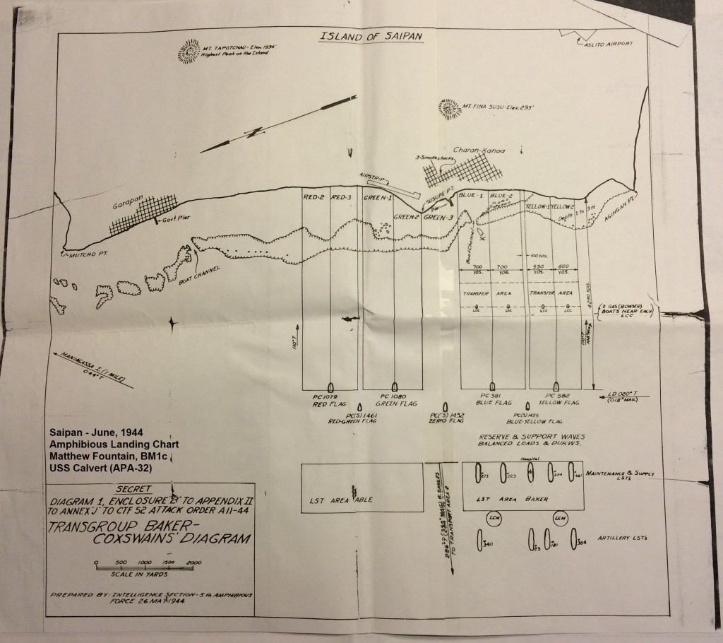 1944 - Saipan Landing Chart - Matt Fountain - annotated